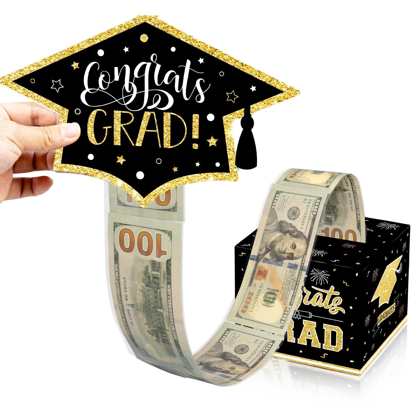 Amazon VABAMNA 2025 Graduation Gifts Class of 2025 Money Gift Box Funny Surprise Cash Gift Idea Kit for Boys Girls College High School Congrats Grad Black Gold Toys Games